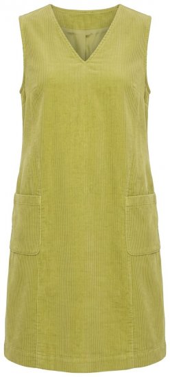 Ulla Popken 853697 Mouwloze corduroy jurk met zakken Lichtgroen - Zomerjurken - Zomerjurken in grote maten