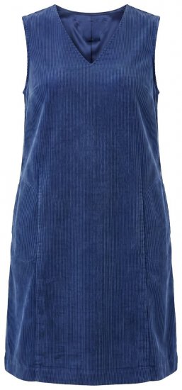 Ulla Popken 853697 Mouwloze corduroy jurk met V-hals Donkerblauw - Zomerjurken - Zomerjurken in grote maten