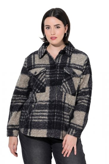 Ulla Popken 853709 Teddy jack Beige - Jassen - Damesjassen in grote maten
