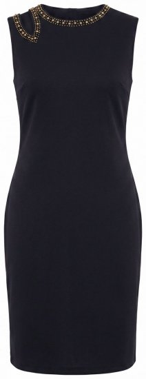 Ulla Popken 853766 Mouwloze bodycon jurk met strass Zwart - Zomerjurken - Zomerjurken in grote maten