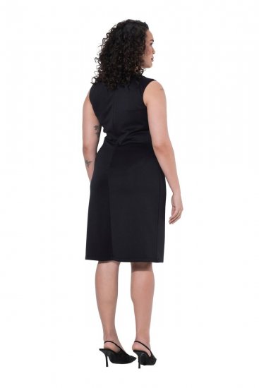 Ulla Popken 853766 Mouwloze bodycon jurk met strass Zwart - Zomerjurken - Zomerjurken in grote maten