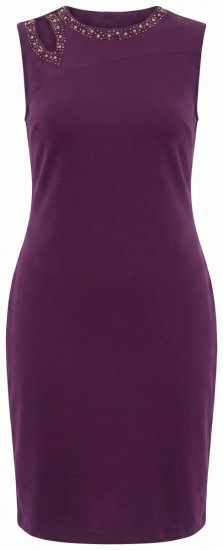 Ulla Popken 853766 Bodycon jurk met strass Pruim - Avondjurken - Avondjurken in grote maten
