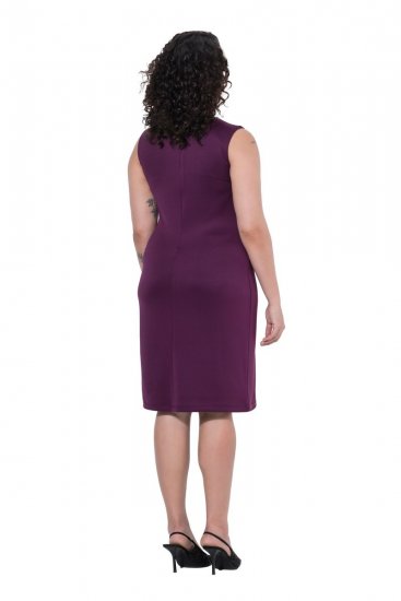 Ulla Popken 853766 Bodycon jurk met strass Pruim - Avondjurken - Avondjurken in grote maten