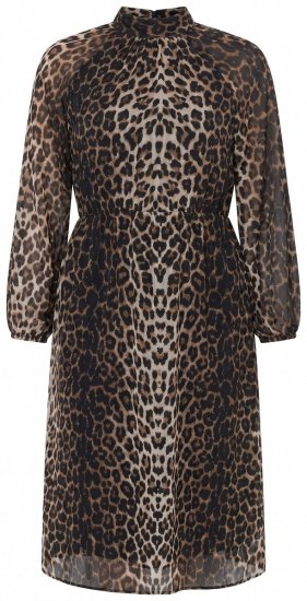 Ulla Popken 853788 Chiffon jurk met dierenprint Lichtbruin - Maxi jurken - Maxi jurken in grote maten