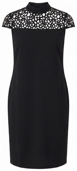 Ulla Popken 853808 Jurk met korte mouwen en col Zwart - Kleedjes - Jurken in alle maten