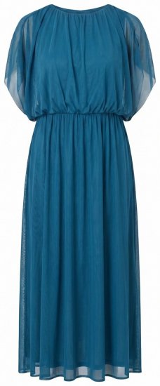 Ulla Popken 854031 Mouwloze maxi-jurk Petrol - Maxi jurken - Maxi jurken in grote maten