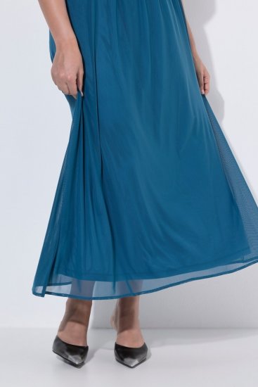 Ulla Popken 854031 Mouwloze maxi-jurk Petrol - Maxi jurken - Maxi jurken in grote maten