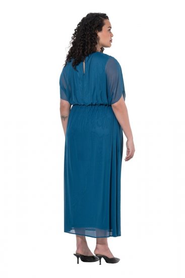 Ulla Popken 854031 Mouwloze maxi-jurk Petrol - Maxi jurken - Maxi jurken in grote maten