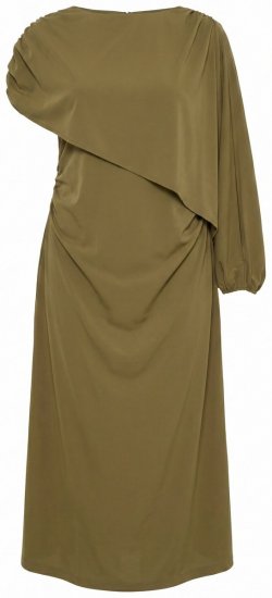 Ulla Popken 854048 Maxi-jurk met lange mouwen Olijfgroen - Maxi jurken - Maxi jurken in grote maten