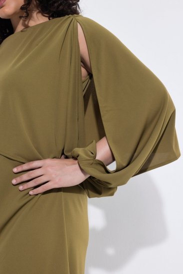 Ulla Popken 854048 Maxi-jurk met lange mouwen Olijfgroen - Maxi jurken - Maxi jurken in grote maten