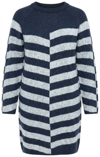 Ulla Popken 854095 Gebreide jurk met lange mouwen Donkerblauw - Kleedjes - Jurken in alle maten