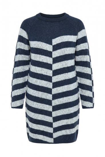 Ulla Popken 854095 Gebreide jurk met lange mouwen Donkerblauw - Kleedjes - Jurken in alle maten