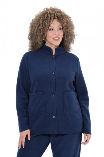 Ulla Popken 854200 Fleecejack Donkerblauw - Jassen - Damesjassen in grote maten