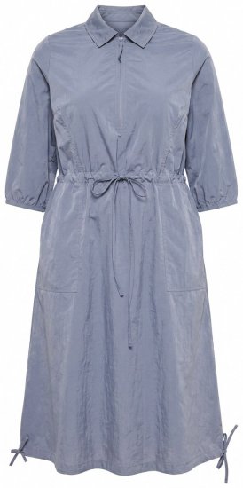 Ulla Popken 854413 Midi-jurk met trekkoord Grijs - Midi jurken - Midi jurken in grote maten