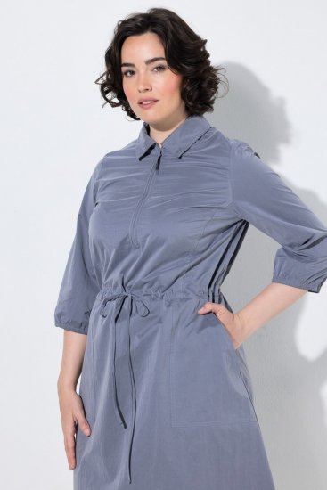 Ulla Popken 854413 Midi-jurk met trekkoord Grijs - Midi jurken - Midi jurken in grote maten