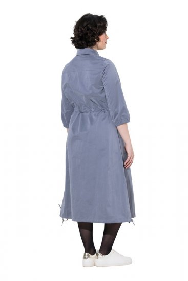 Ulla Popken 854413 Midi-jurk met trekkoord Grijs - Midi jurken - Midi jurken in grote maten