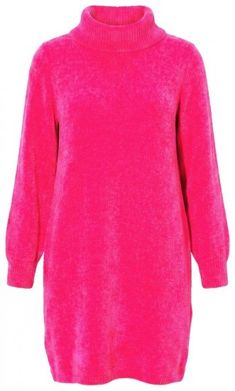 Ulla Popken 854602 Gebreide jurk met lange mouwen en col Roze - Kleedjes - Jurken in alle maten