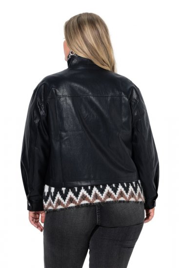 Ulla Popken 854795 Bikerjack van imitatieleer Zwart - Jassen - Damesjassen in grote maten
