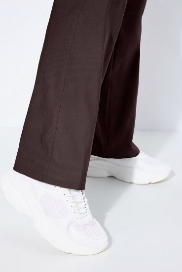 Ulla Popken 854910 Warme stretchbroek met elastische taille Mahoniebruin - Stoffen broeken - Wijde stoffen broeken voor dames