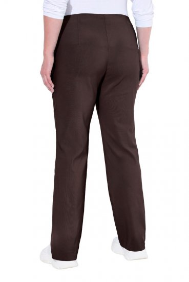 Ulla Popken 854910 Warme stretchbroek met elastische taille Mahoniebruin - Stoffen broeken - Wijde stoffen broeken voor dames