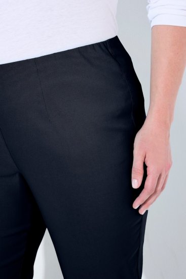 Ulla Popken 854910 Warme stretchbroek met elastische taille Donkerblauw - Stoffen broeken - Wijde stoffen broeken voor dames