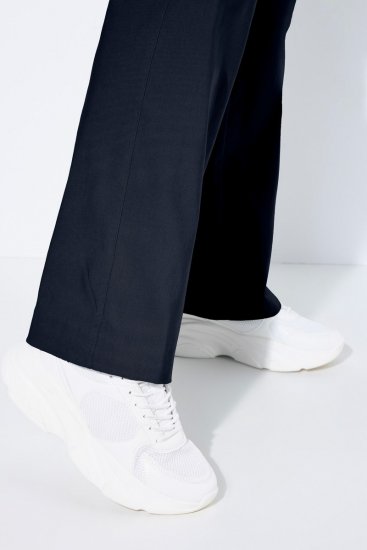 Ulla Popken 854910 Warme stretchbroek met elastische taille Donkerblauw - Stoffen broeken - Wijde stoffen broeken voor dames