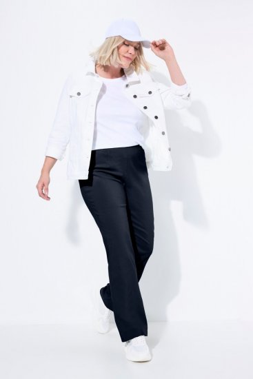 Ulla Popken 854910 Warme stretchbroek met elastische taille Donkerblauw - Stoffen broeken - Wijde stoffen broeken voor dames