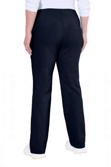 Ulla Popken 854910 Warme stretchbroek met elastische taille Donkerblauw - Stoffen broeken - Wijde stoffen broeken voor dames