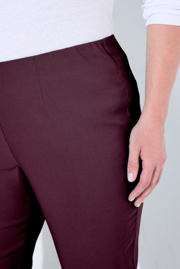 Ulla Popken 854910 Warme stretchbroek met elastische taille Aubergine - Stoffen broeken - Wijde stoffen broeken voor dames