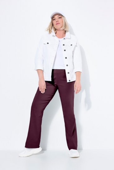 Ulla Popken 854910 Warme stretchbroek met elastische taille Aubergine - Stoffen broeken - Wijde stoffen broeken voor dames