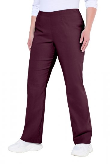 Ulla Popken 854910 Warme stretchbroek met elastische taille Aubergine - Stoffen broeken - Wijde stoffen broeken voor dames