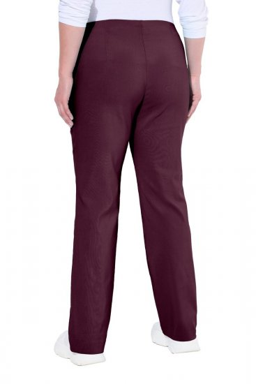 Ulla Popken 854910 Warme stretchbroek met elastische taille Aubergine - Stoffen broeken - Wijde stoffen broeken voor dames