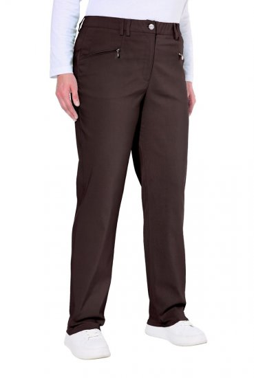 Ulla Popken 854987 Warme stretchbroek met comfortband Mahoniebruin - Stoffen broeken - Wijde stoffen broeken voor dames