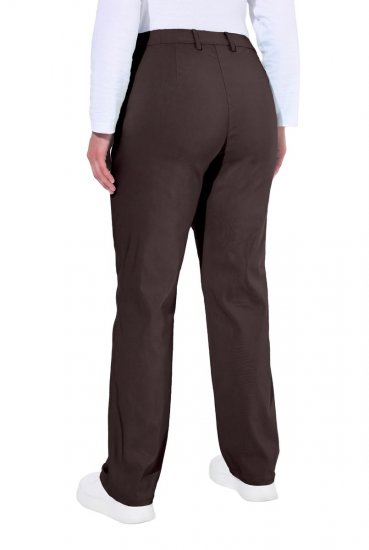 Ulla Popken 854987 Warme stretchbroek met comfortband Mahoniebruin - Stoffen broeken - Wijde stoffen broeken voor dames