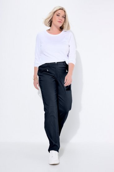 Ulla Popken 854987 Warme stretchbroek met comfortband Donkerblauw - Stoffen broeken - Wijde stoffen broeken voor dames