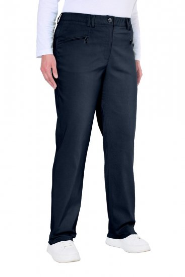 Ulla Popken 854987 Warme stretchbroek met comfortband Donkerblauw - Stoffen broeken - Wijde stoffen broeken voor dames