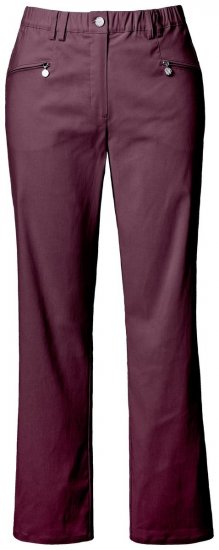 Ulla Popken 854987 Warme stretchbroek met comfortband Aubergine - Stoffen broeken - Wijde stoffen broeken voor dames