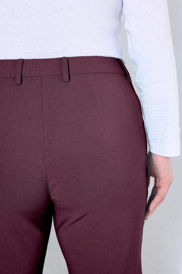 Ulla Popken 854987 Warme stretchbroek met comfortband Aubergine - Stoffen broeken - Wijde stoffen broeken voor dames