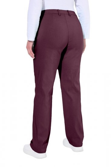 Ulla Popken 854987 Warme stretchbroek met comfortband Aubergine - Stoffen broeken - Wijde stoffen broeken voor dames