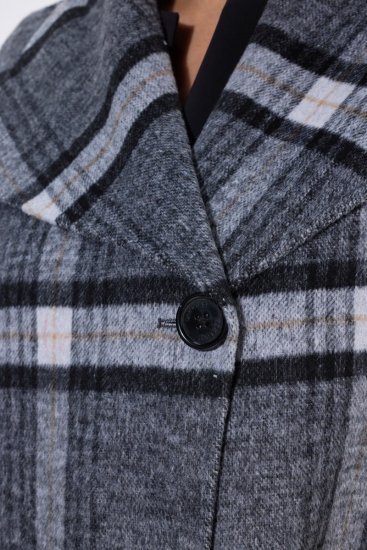 Ulla Popken 855250 Asymmetrische wollen jas met brede kraag Grijs gemêleerd - Jassen - Jassen in grote maten