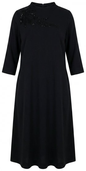 Ulla Popken 855373 Bedrukte jersey jurk Zwart - Jersey jurken - 