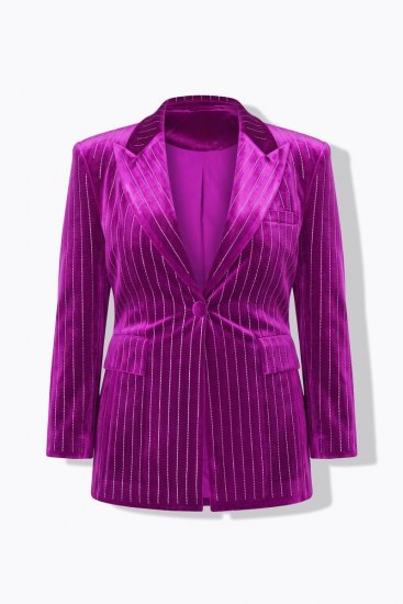 Ulla Popken 855499 Fluwelen blazer met strass Magenta - Blazers - Blazers in grote maten voor dames