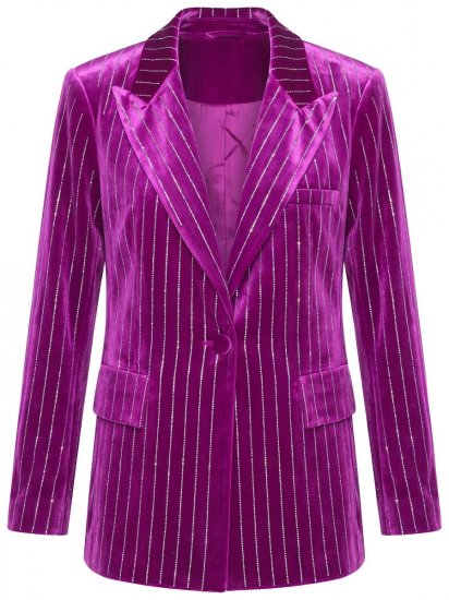Ulla Popken 855499 Fluwelen blazer met strass Magenta - Blazers - Blazers in grote maten voor dames
