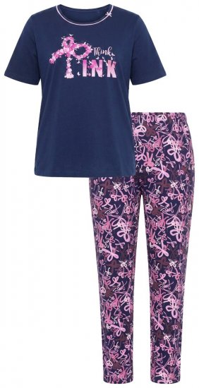 Ulla Popken 856141 Pyjama met lange mouwen Donkerblauw - Pyjama's en Loungewear - 