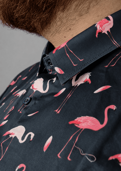 Kam Jeans 6068 Flamingo Short Sleeve Shirt Navy - Overhemden - Overhemden Grote Maten Heren