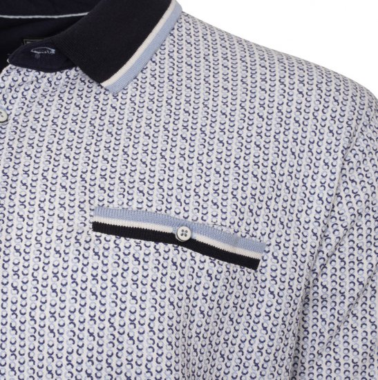 Kam Jeans 5487 Dobby Print Pique Polo White - Polo shirts - Grote Maten Poloshirts Heren