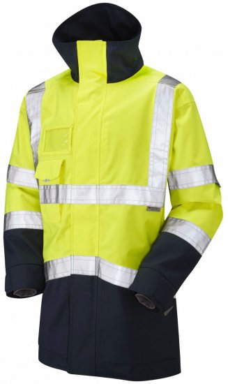 Leo Clovelly Breathable Executive Anorak Hi-Vis Yellow/Navy - Werkkleding - Werkkleding Grote Maten Heren