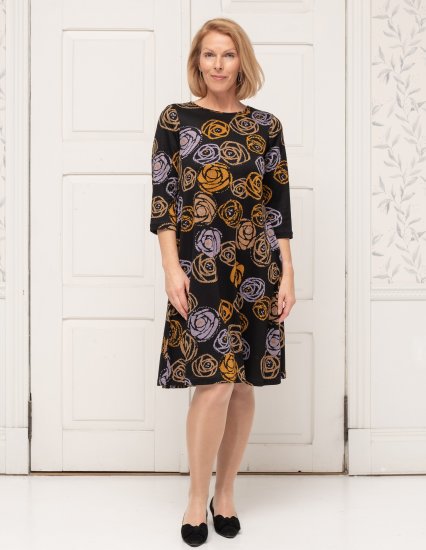 Scandinavian Caramel Flower Petals Dress Lavender and Orange - DAMESKLEDING 40-66 - 