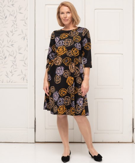 Scandinavian Caramel Flower Petals Dress Lavender and Orange - DAMESKLEDING 40-66 - 