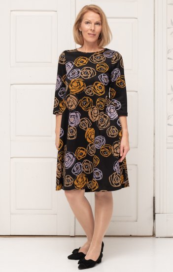 Scandinavian Caramel Flower Petals Dress Lavender and Orange - DAMESKLEDING 40-66 - 